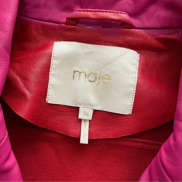 Maje Vibrant Red and Black Leather Jacket. Real prop jacket from RIVERDALE show - Picture 6 of 8